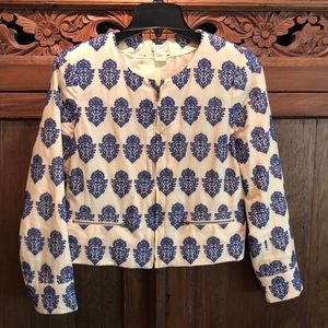 Embroidered/lined/fitted/cropped jacket by J Crew